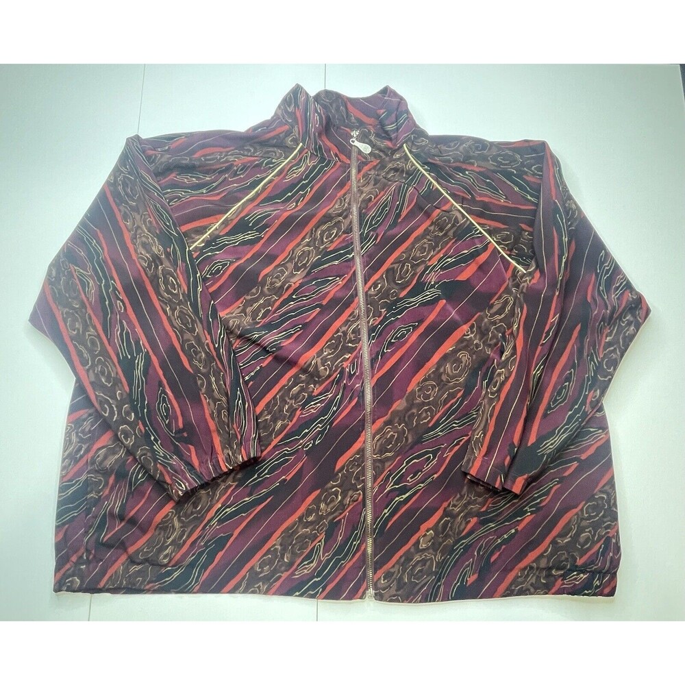 Vintage Teddi Windbreaker Sz 2X Red Black Gold Multicolor 1990s Track Style Y2k